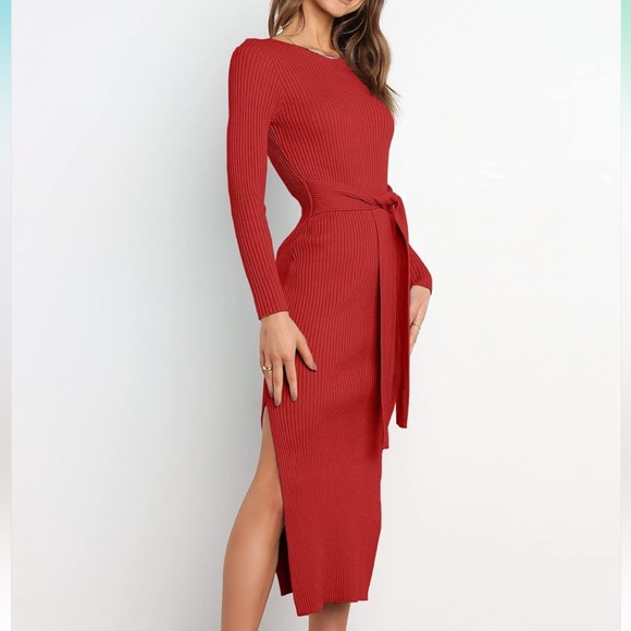 Red Sweater Dress - Picture 3 of 7